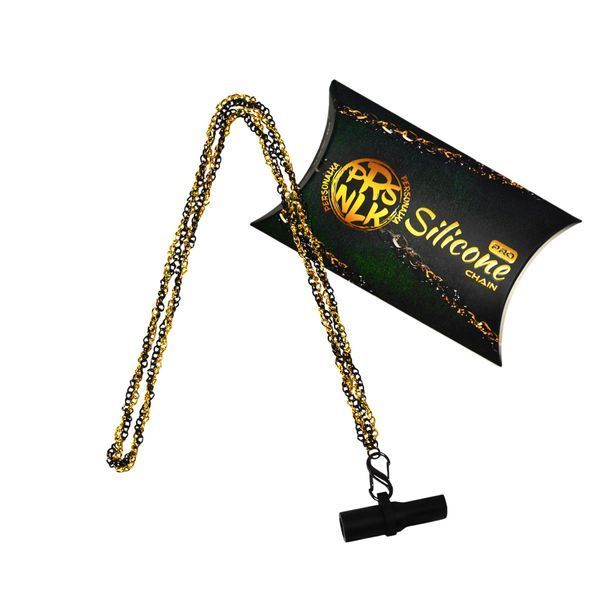 Персональный мундштук на цепочке Personalka Silicone Pro Chain Чёрный с Золотом 9917 фото